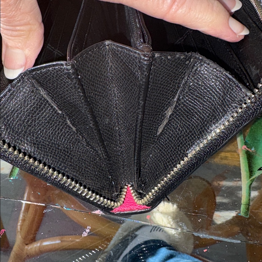 Coach long wallet  Zip-Around Wallet hot pink floral/white black orange coated c - Picture 16 of 16